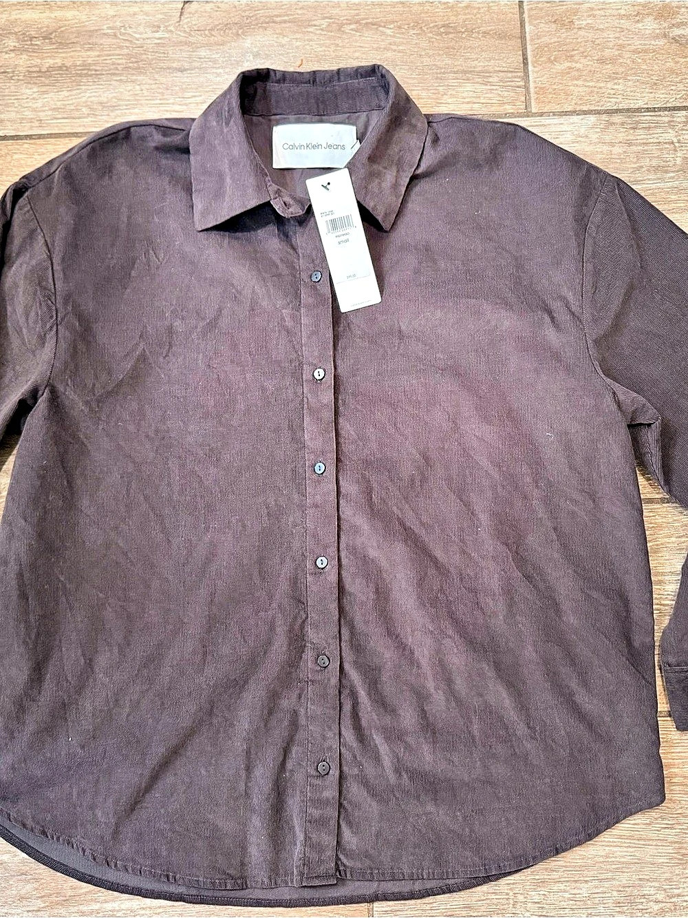 Calvin Klein Jeans Men’s Corduroy L/S Button Shirt Brown Small NWT